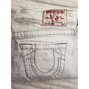 True Religion Jeans Skinny Women's 28x32 White World Tour Low Rise Straight Leg